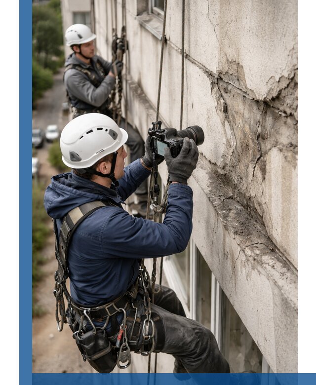 Фотофиксация дефектов фасада с высотной съемкой в Копейске